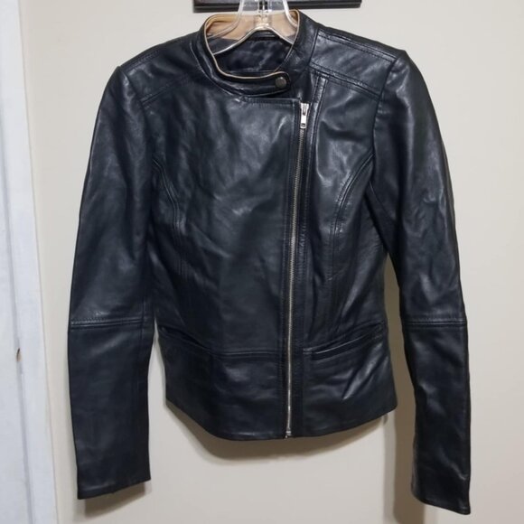 Boutique Of Leathers Lamb Jacket Bomber Coat Small Black Biker Urban Street - Picture 2 of 10